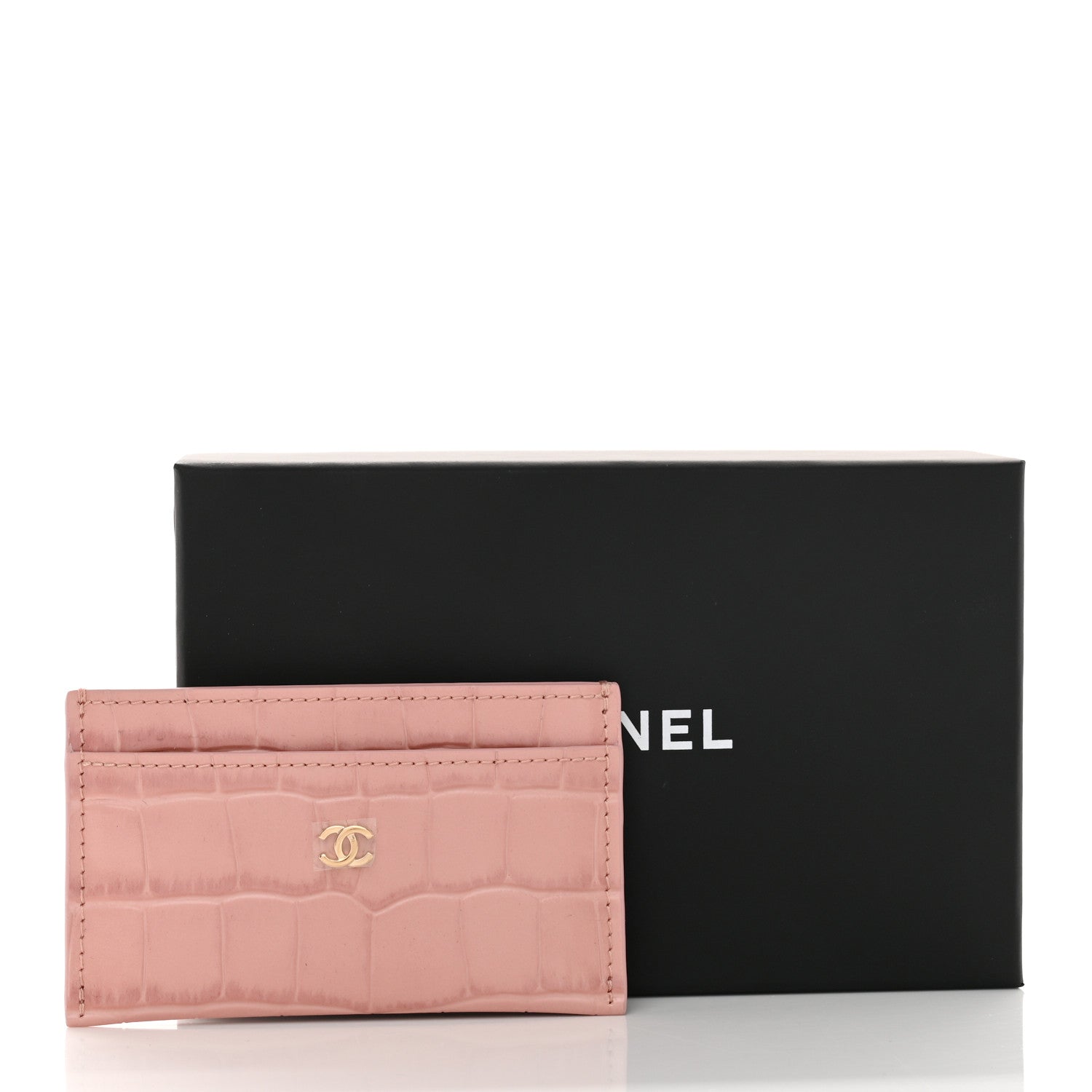 Chanel Calfskin Crocodile Embossed Crococo Card Holder Light Pink 8 of 8