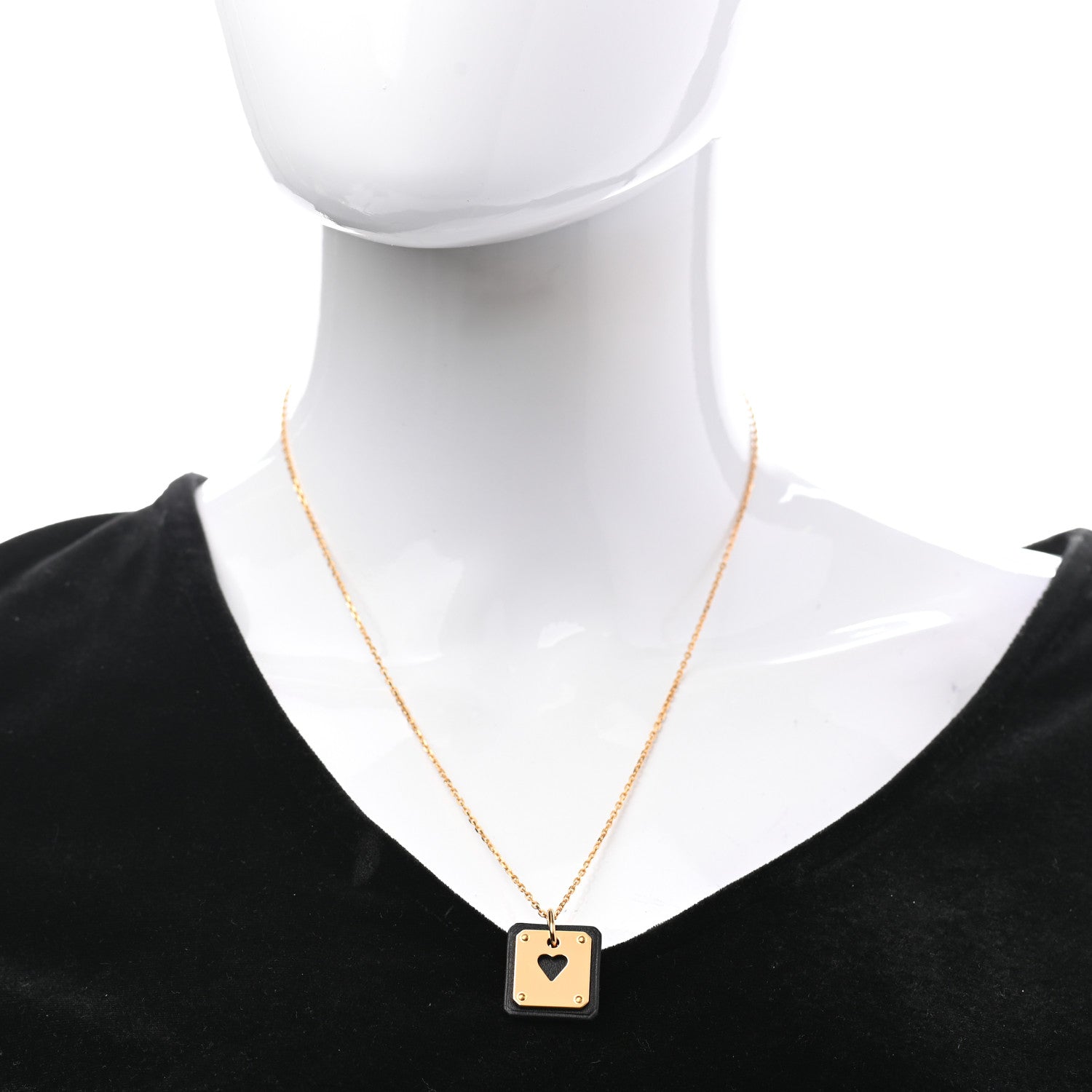 Hermes Gold Plated Swift As De Coeur Necklace Black 2 of 8
