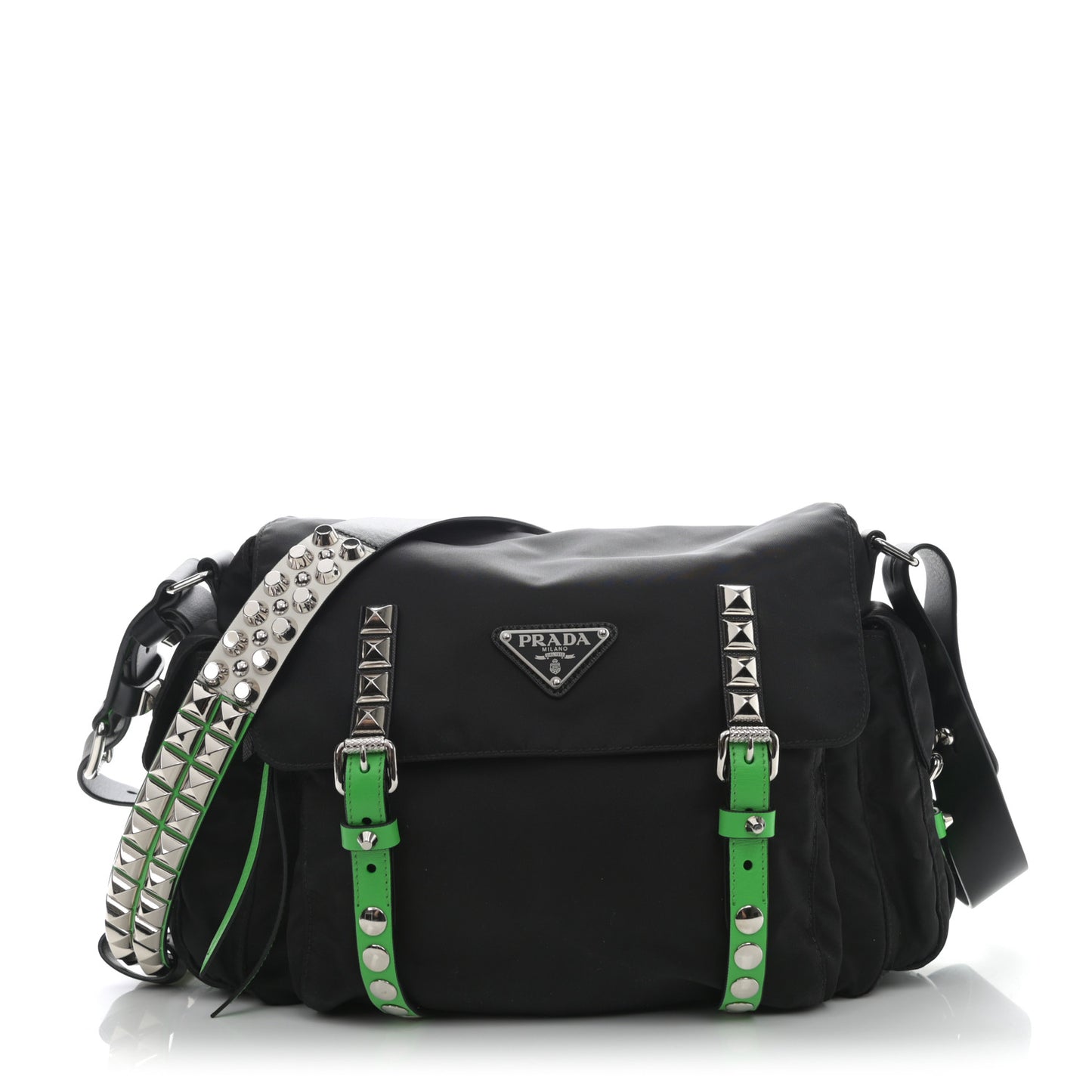 Nylon New Vela Studded Messenger Black Verde