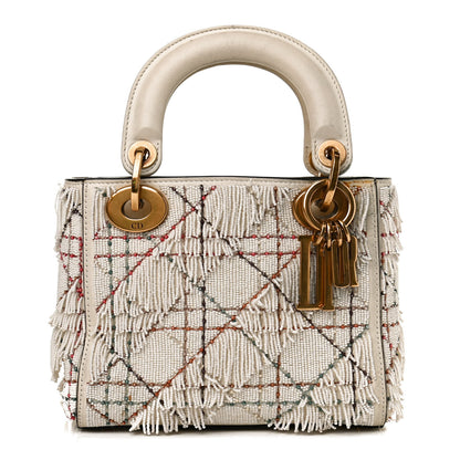 Christian Dior Lambskin Beaded Fringe Mini Lady Dior White 1 of 12