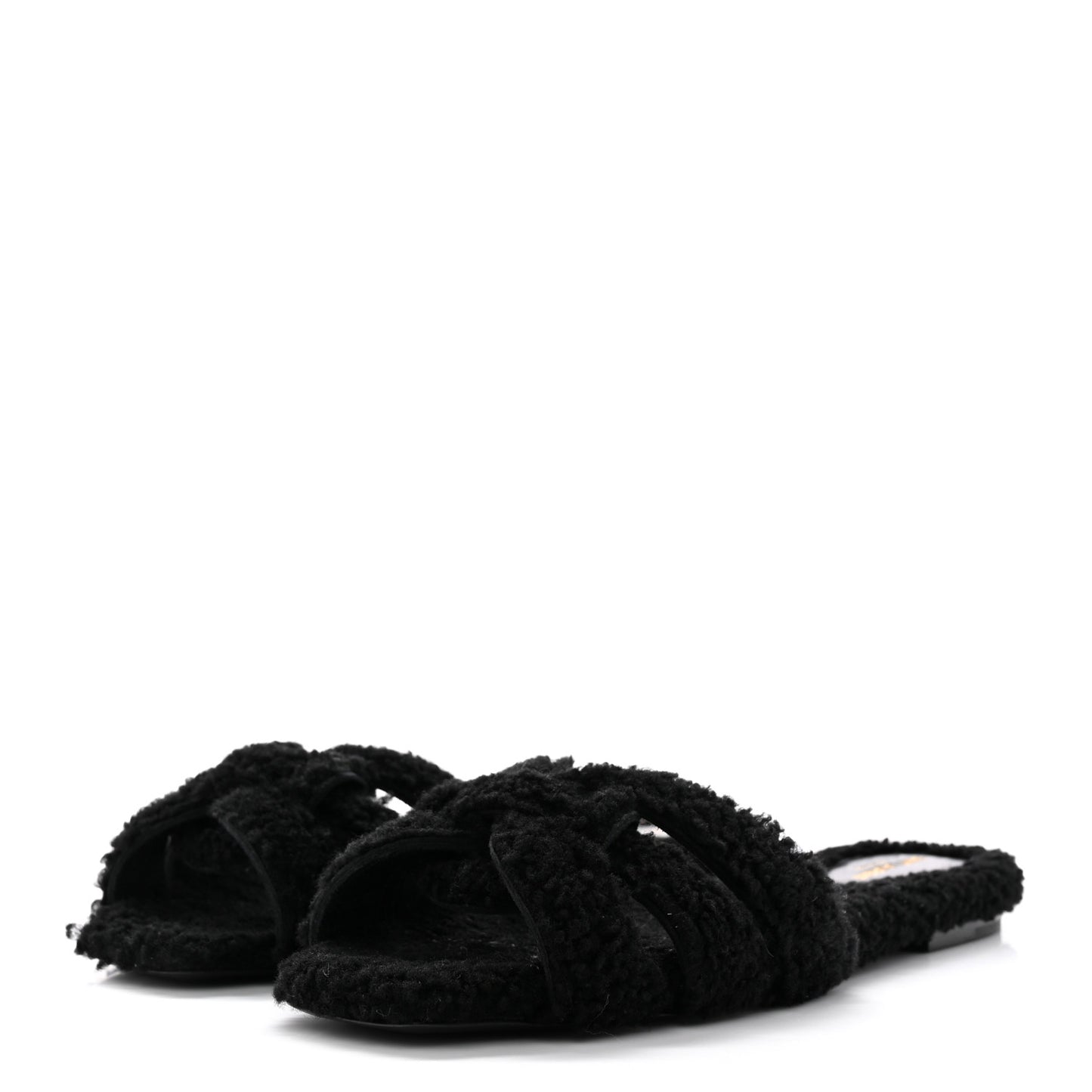 Shearling Tribute Flat Mules 38.5 Black
