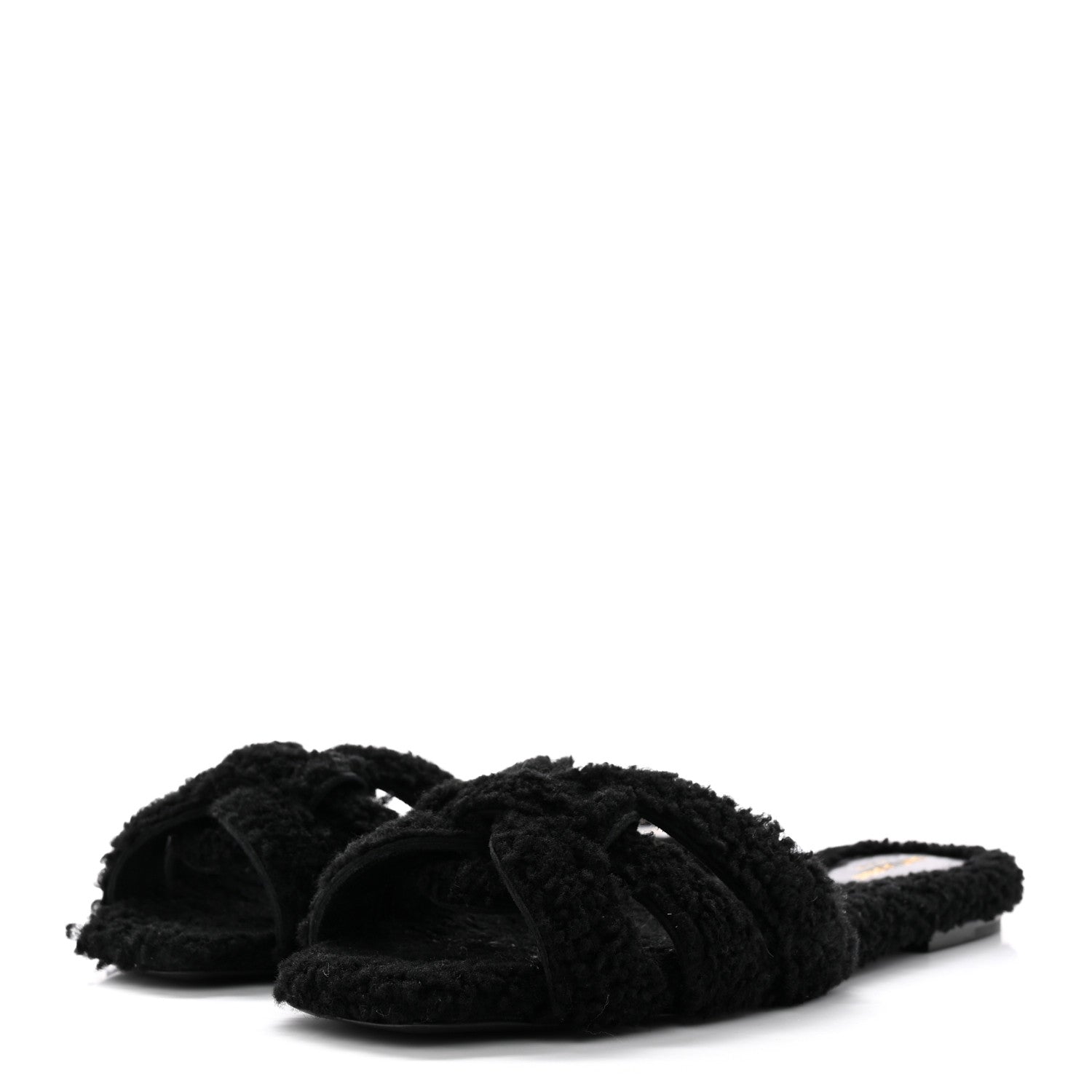 Saint Laurent Shearling Tribute Flat Mules 38.5 Black 3 of 13