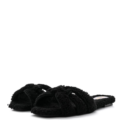 Saint Laurent Shearling Tribute Flat Mules 38.5 Black 3 of 13