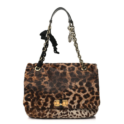 Lanvin Calfskin Pony Hair Happy Square Shoulder Bag Leopard 1 of 9