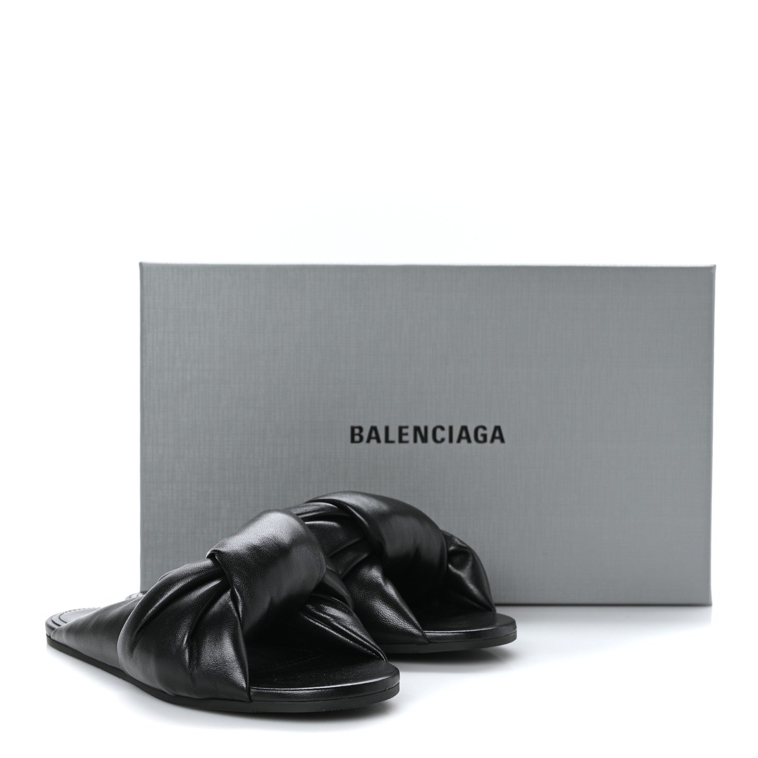 Balenciaga Lambskin Drapy Slide Sandals 36 Black 8 of 8