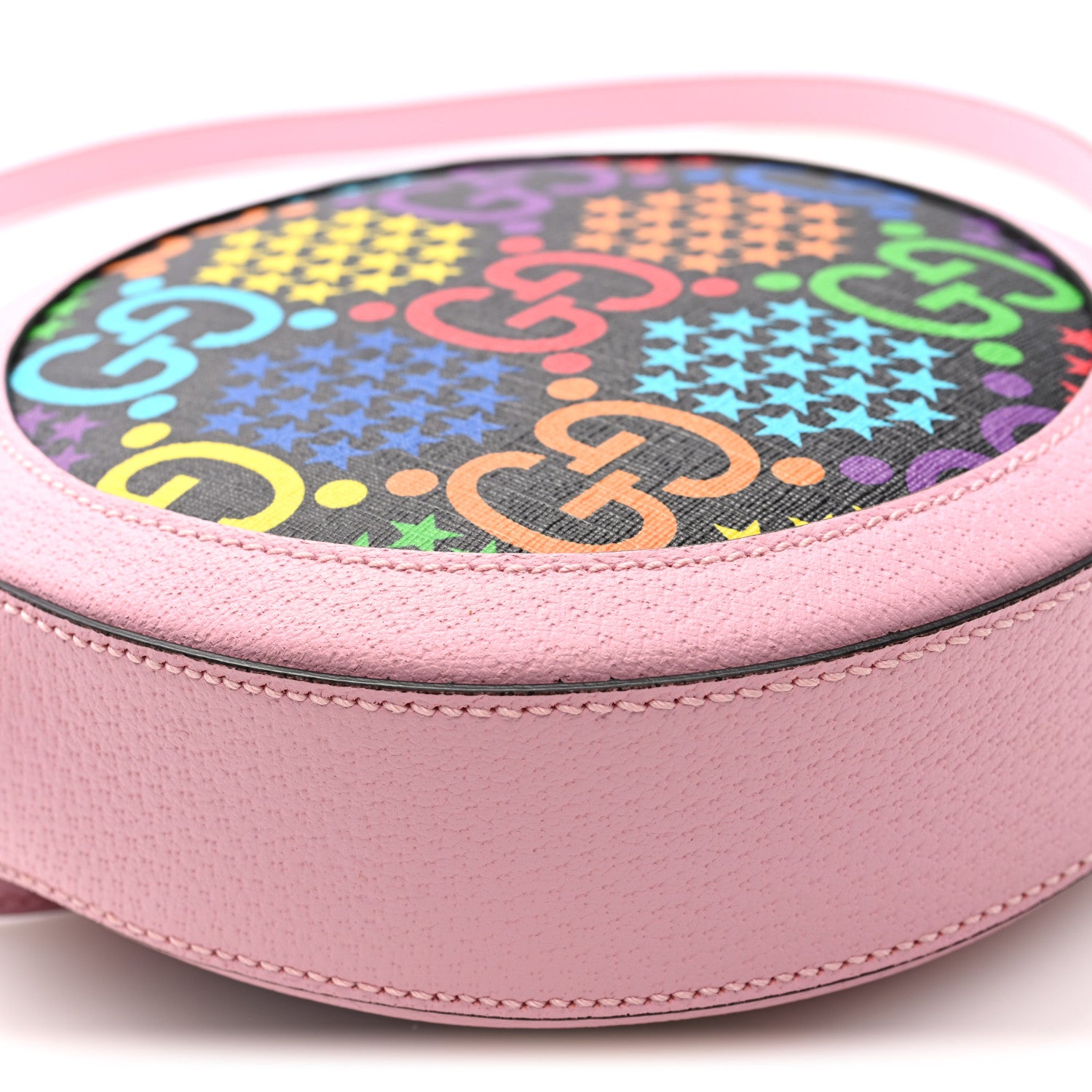 Gucci GG Supreme Monogram Psychedelic Round Shoulder Bag Black Multicolor Sugar Pink 9 of 10