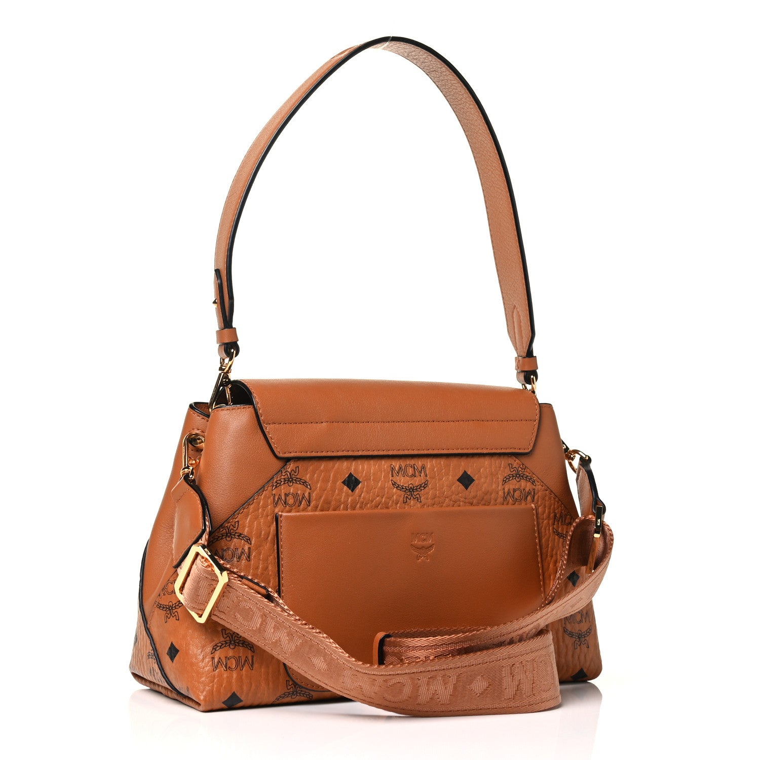 MCM Visetos Calfskin Crossbody Bag Cognac 2 of 4