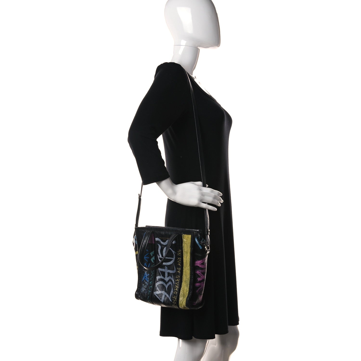 Balenciaga Agneau Arena Graffiti All Over XS Bazar Shopper Tote Black Multicolor 2 of 10