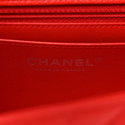 Chanel Caviar Chevron Quilted Mini Rectangular Flap Red 6 of 11