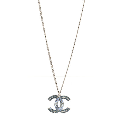 Chanel Crystal Baguette CC Necklace Blue 1 of 4