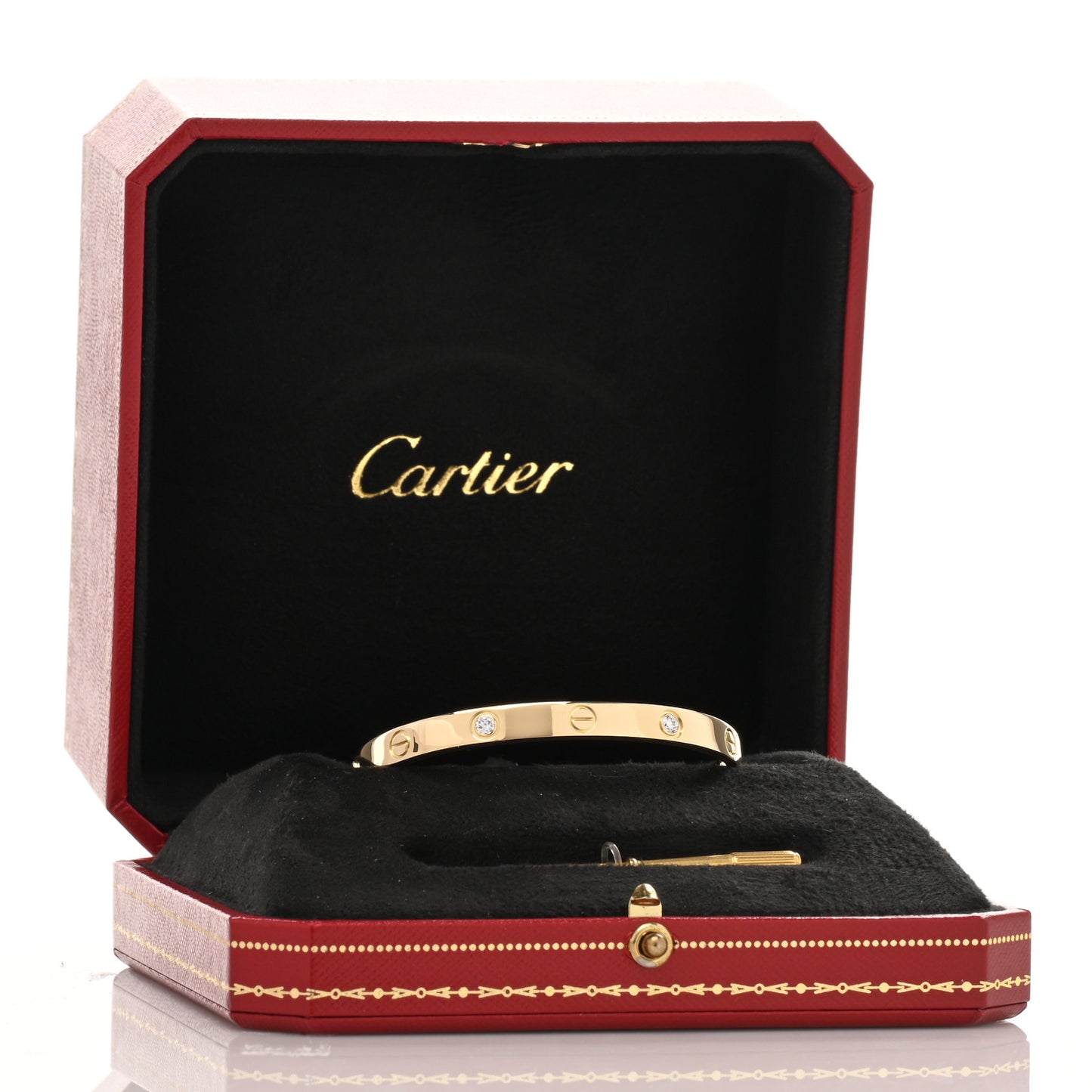 18K Yellow Gold 4 Diamond LOVE Bracelet 17