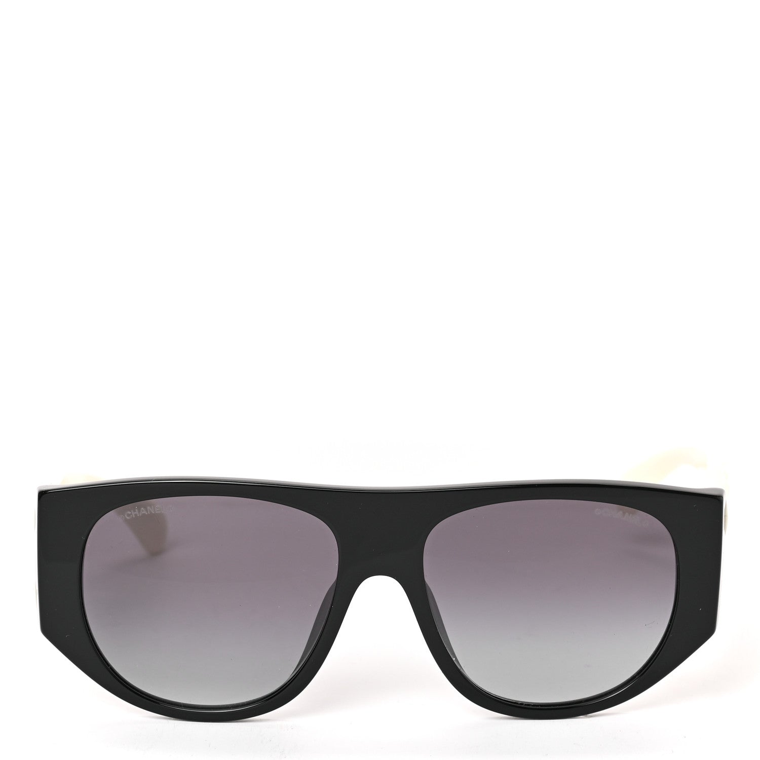 Chanel Acetate Quilted CC Pilot Sunglasses 71465 White Black 2 of 7