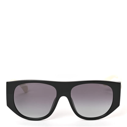 Chanel Acetate Quilted CC Pilot Sunglasses 71465 White Black 2 of 7
