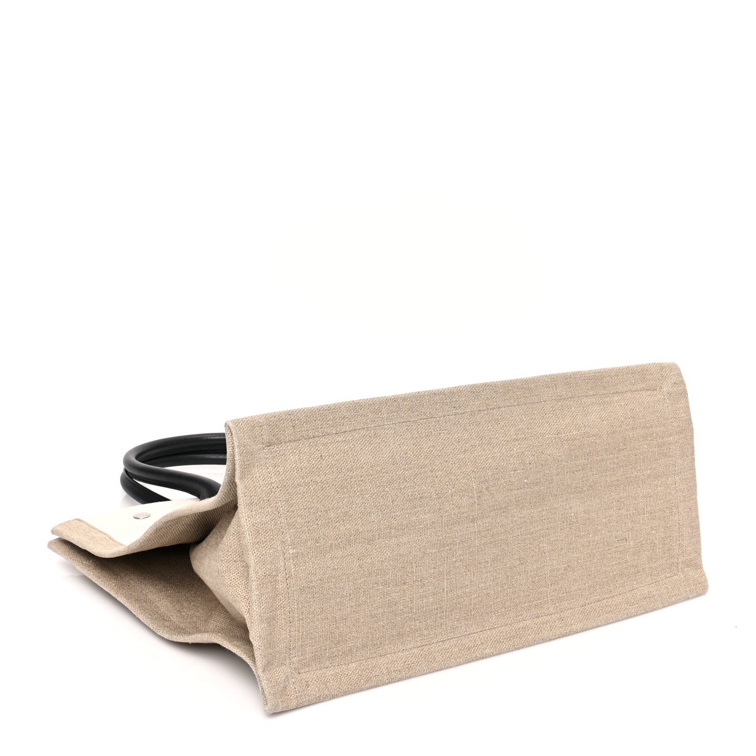 Saint Laurent Linen Calfskin Small Rive Gauche Tote Greggio Natural 4 of 12