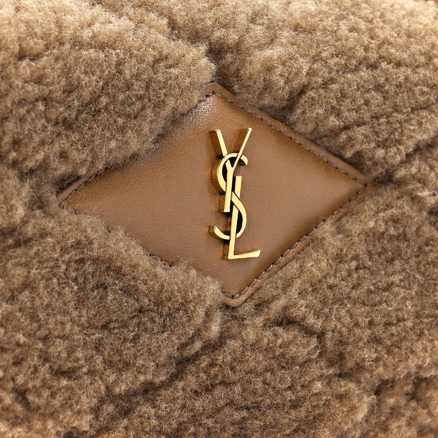 Shearling Lambskin Quilted Sade Puffer Envelope Clutch Natural Brown