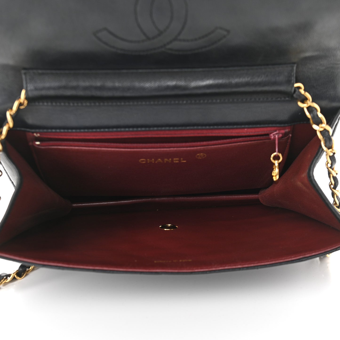 Lambskin Quilted Medium Single Flap Black