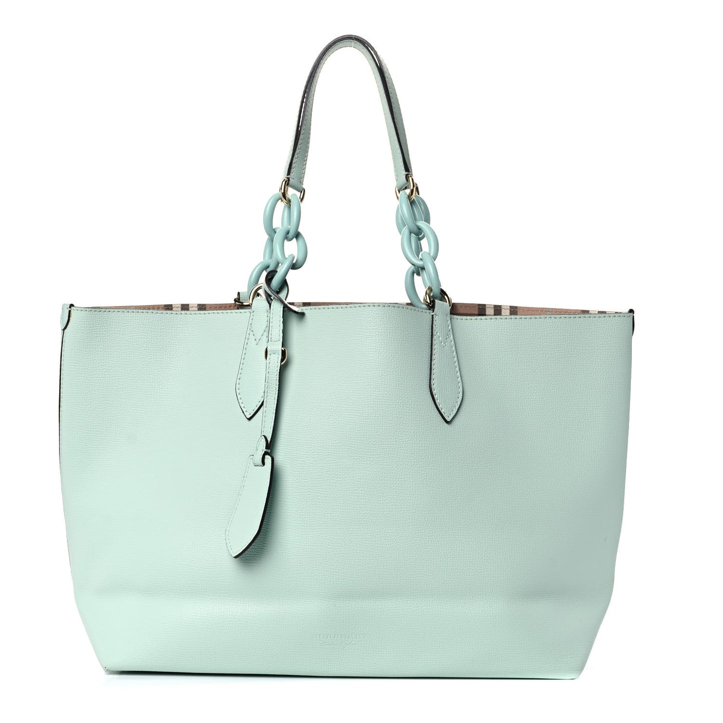 Calfskin Haymarket Check Medium Reversible Tote Pale Opal