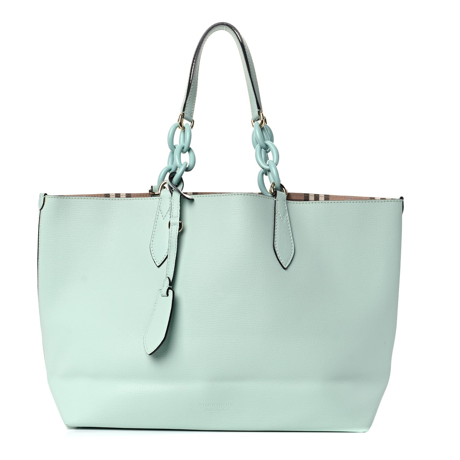 Burberry Calfskin Haymarket Check Medium Reversible Tote Pale Opal 1 of 21