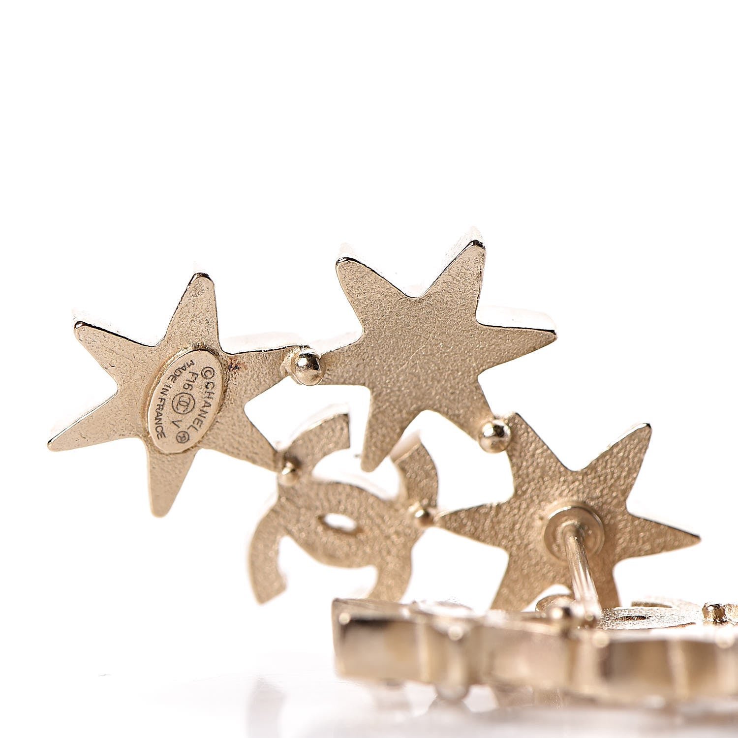 Chanel Crystal CC Star Earrings Gold 4 of 5
