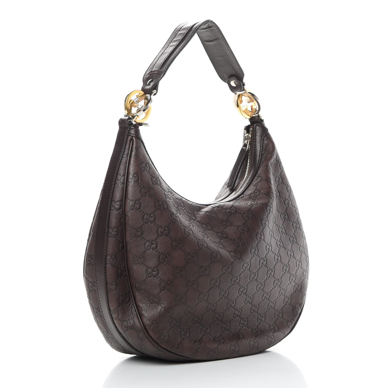 Gucci Guccissima Medium GG Twins Hobo Dark Brown 3 of 12