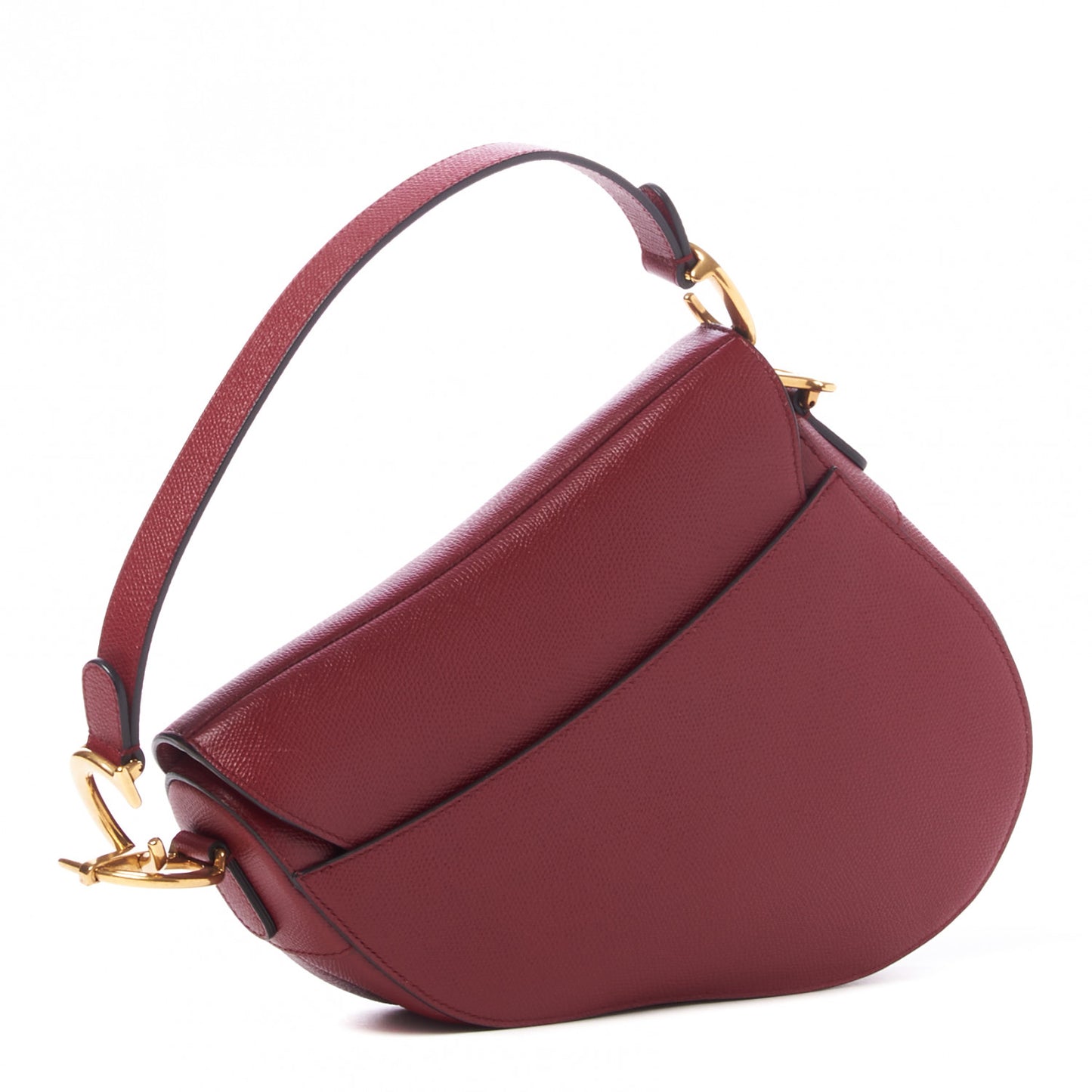 Grained Calfskin Saddle Bag Burgundy