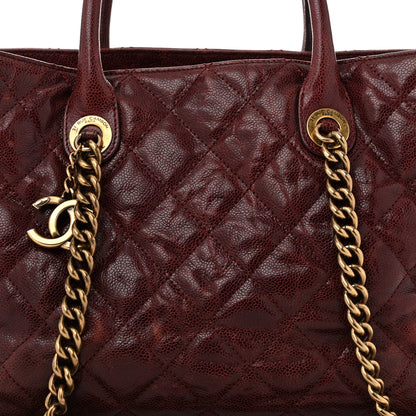 Chanel Glazed Caviar Quilted Small Shiva Tote Burgundy 8 of 10