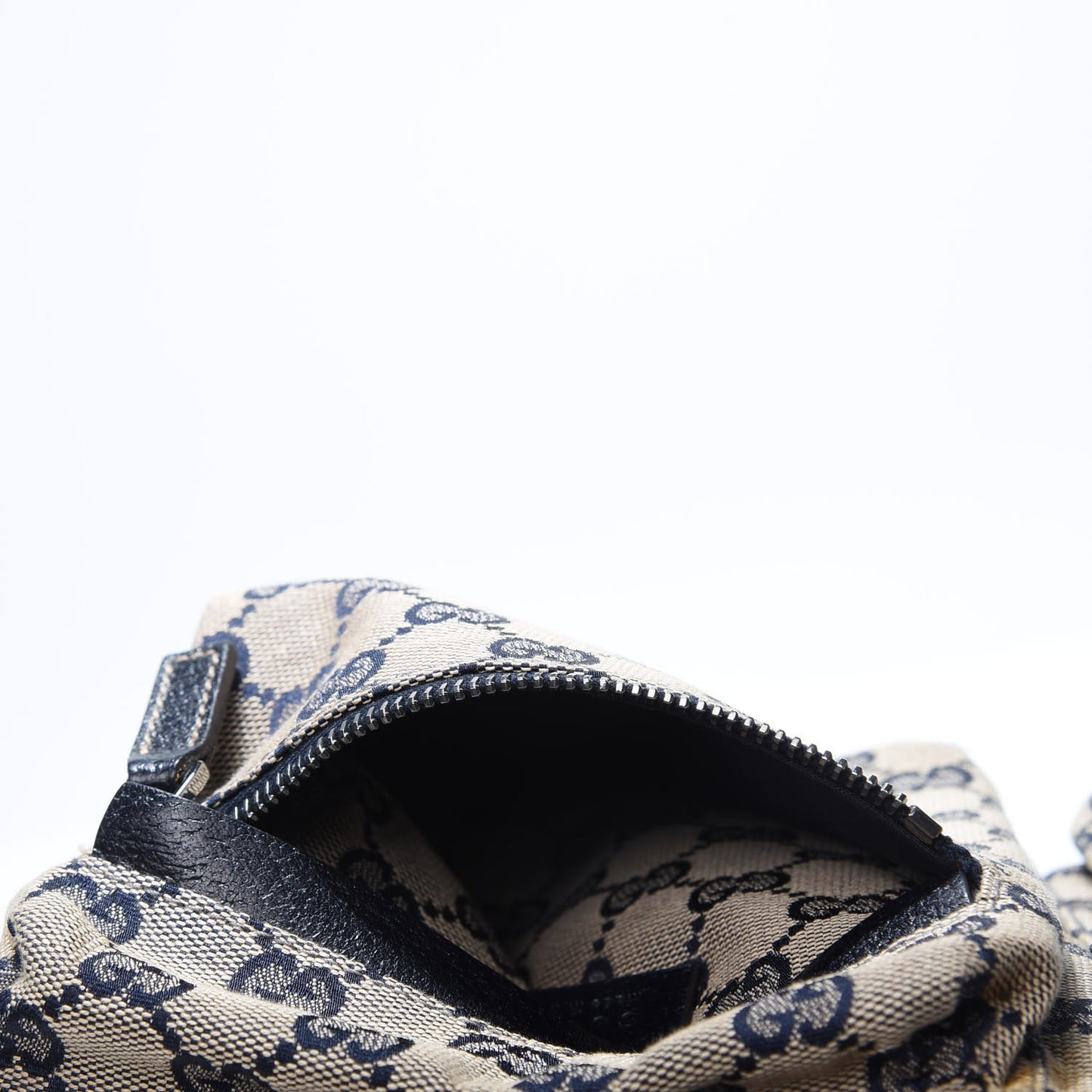 GG Monogram Web Double Pocket Belt Bag Navy