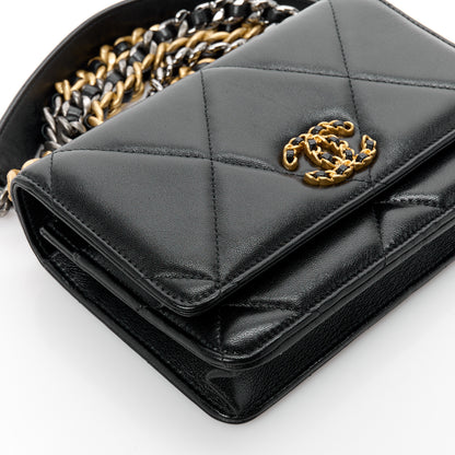 Chanel Lambskin Quilted Chanel 19 Wallet On Chain WOC Black 10 of 11