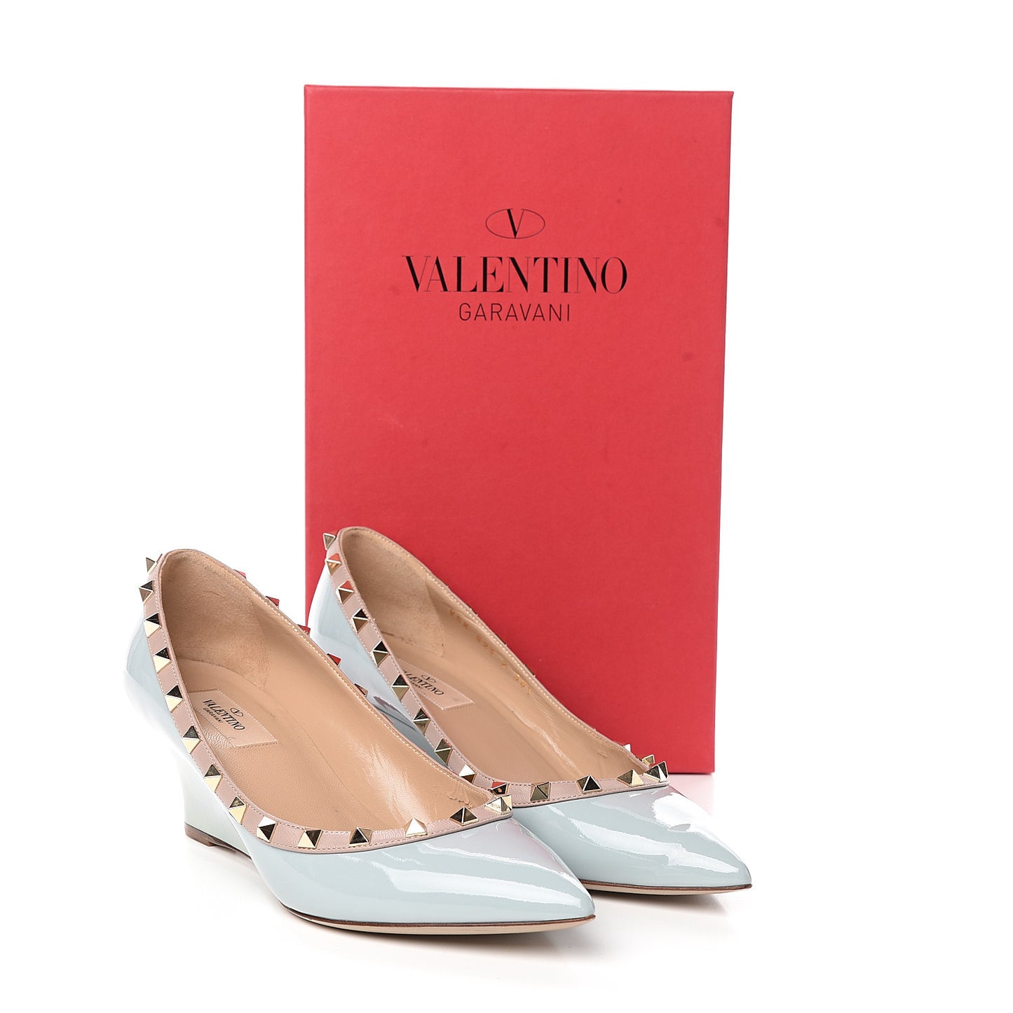 Patent Rockstud 70mm Wedges 38.5 Sky Sorbet Poudre