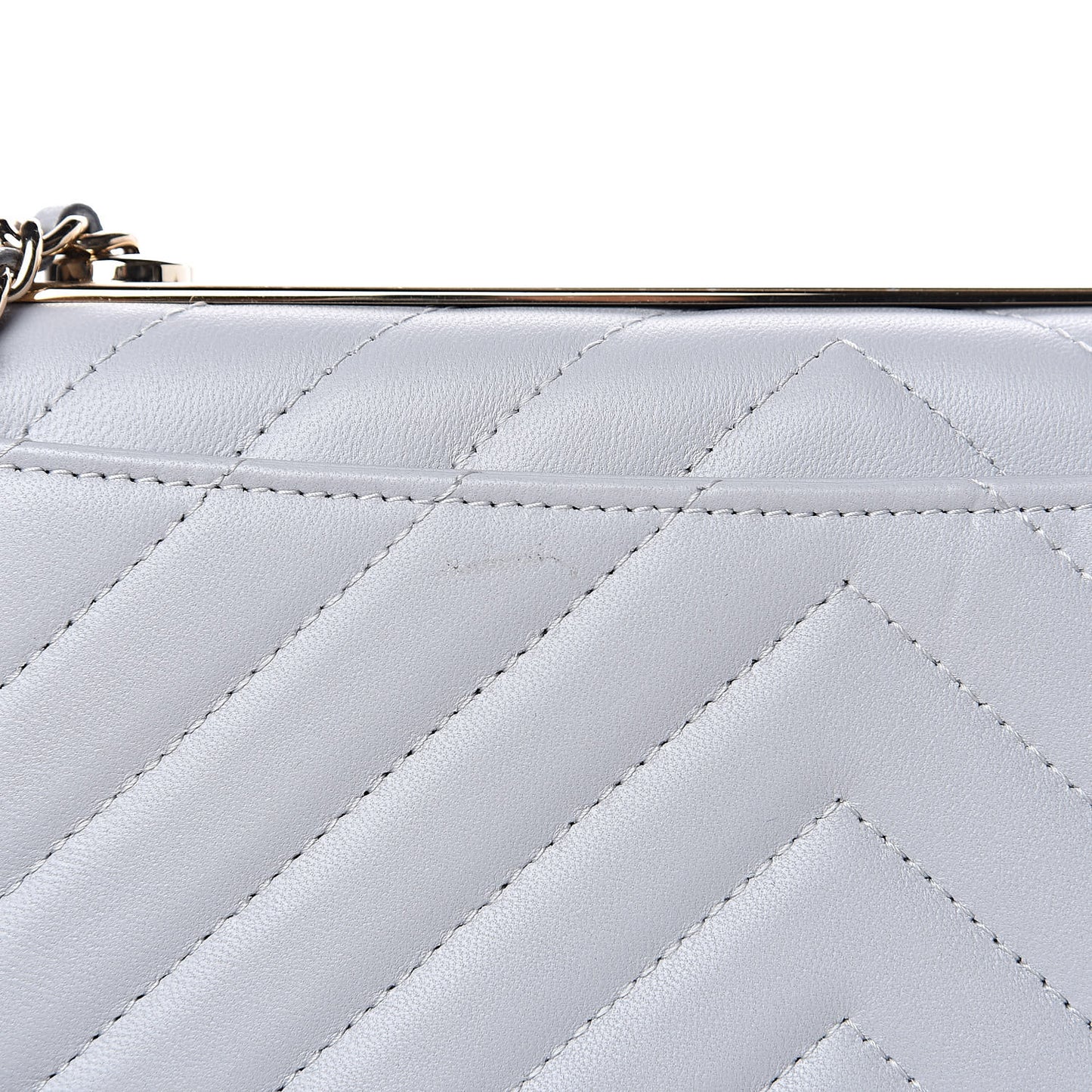 Lambskin Chevron Quilted Trendy CC Wallet On Chain WOC Grey