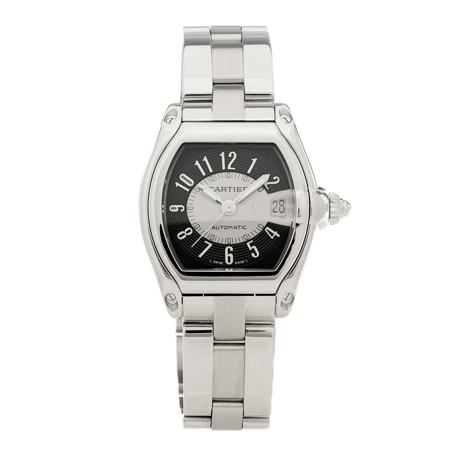 Cartier Stainless Steel 37mm Roadster Automatic Watch Black 1 of 5