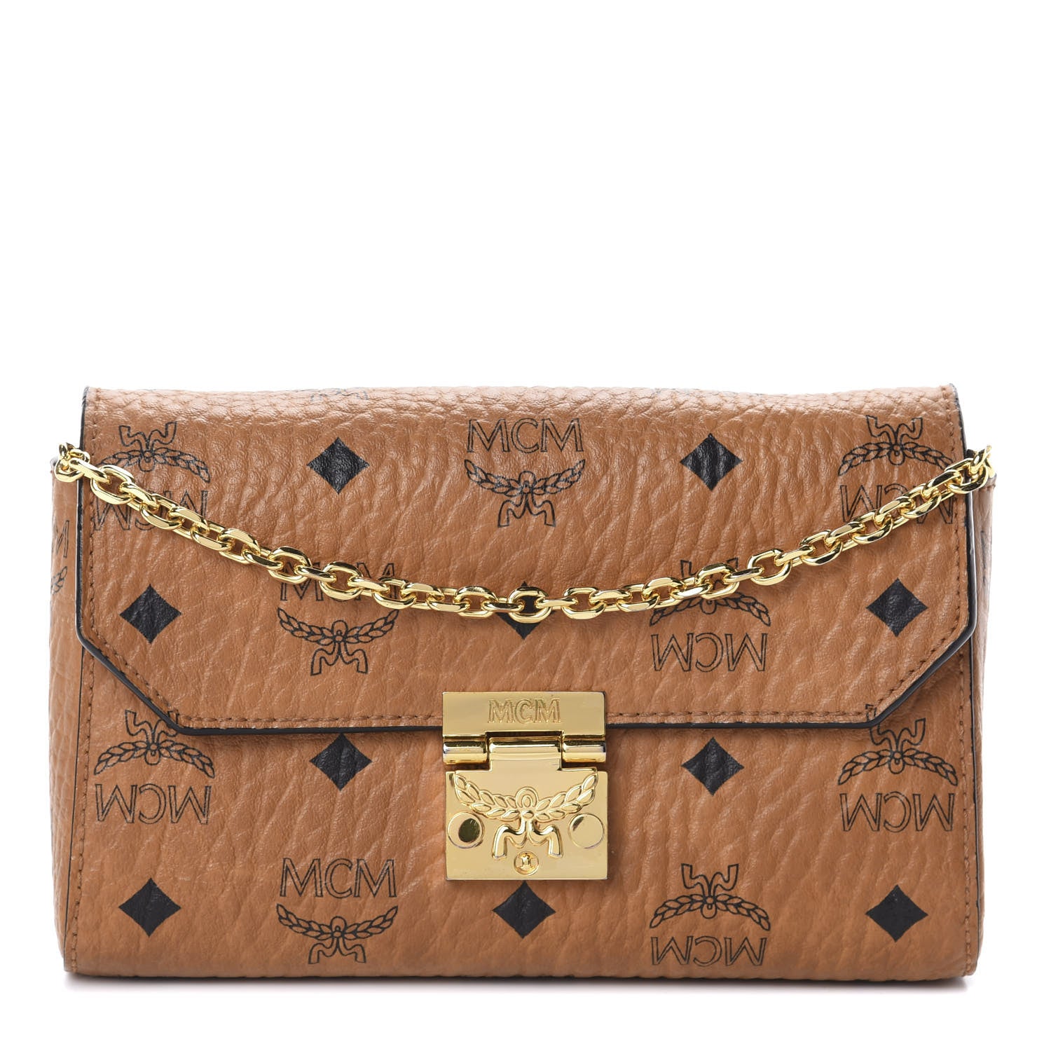 MCM Visetos Small Millie Crossbody Cognac 1 of 8