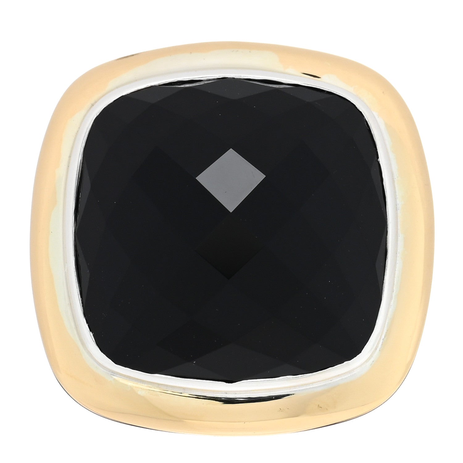 David Yurman Sterling Silver 18K Yellow Gold Black Onyx 18mm Albion Statement Ring 49 5 1 of 5