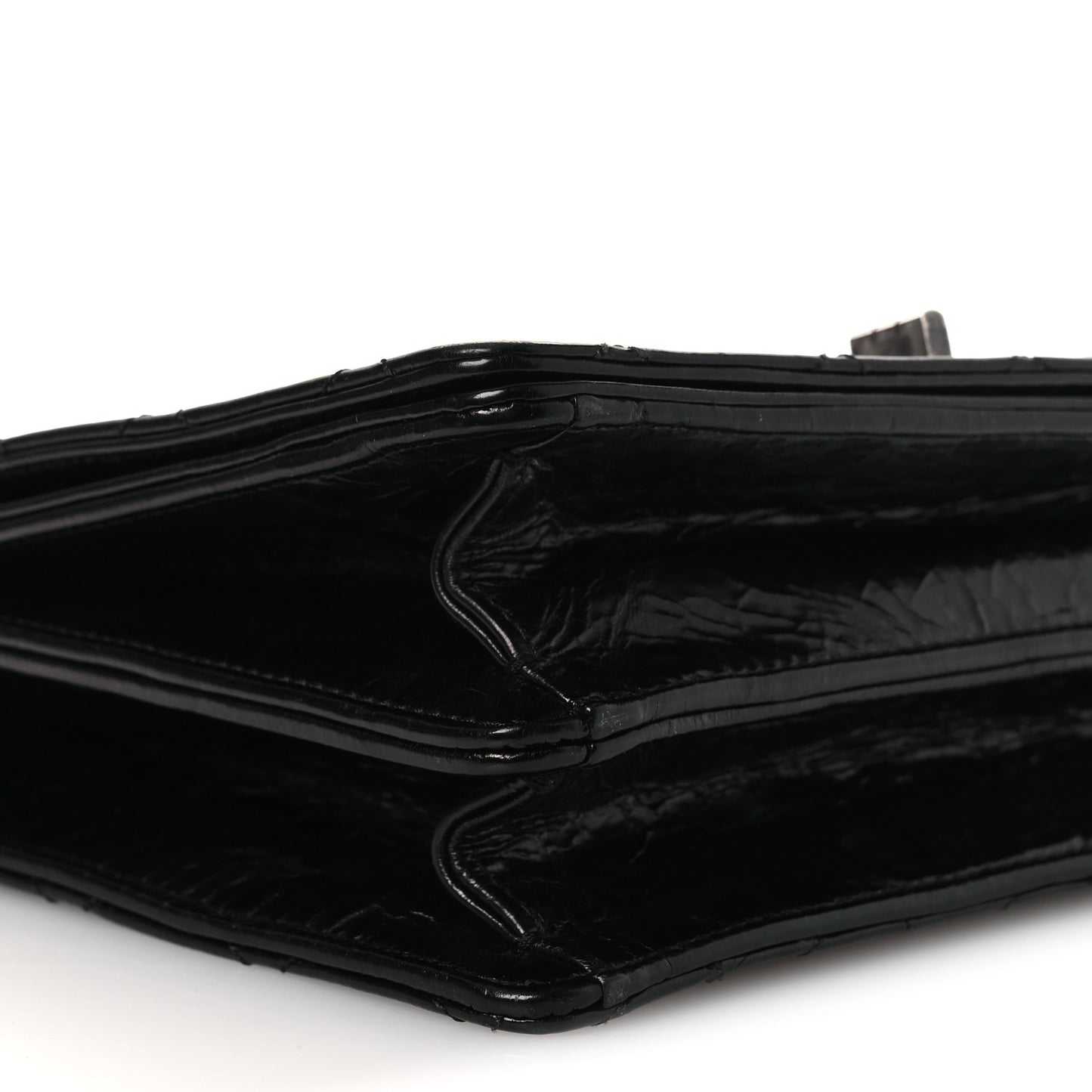 Glazed Calfskin Quilted Rita Top Handle Flap Black