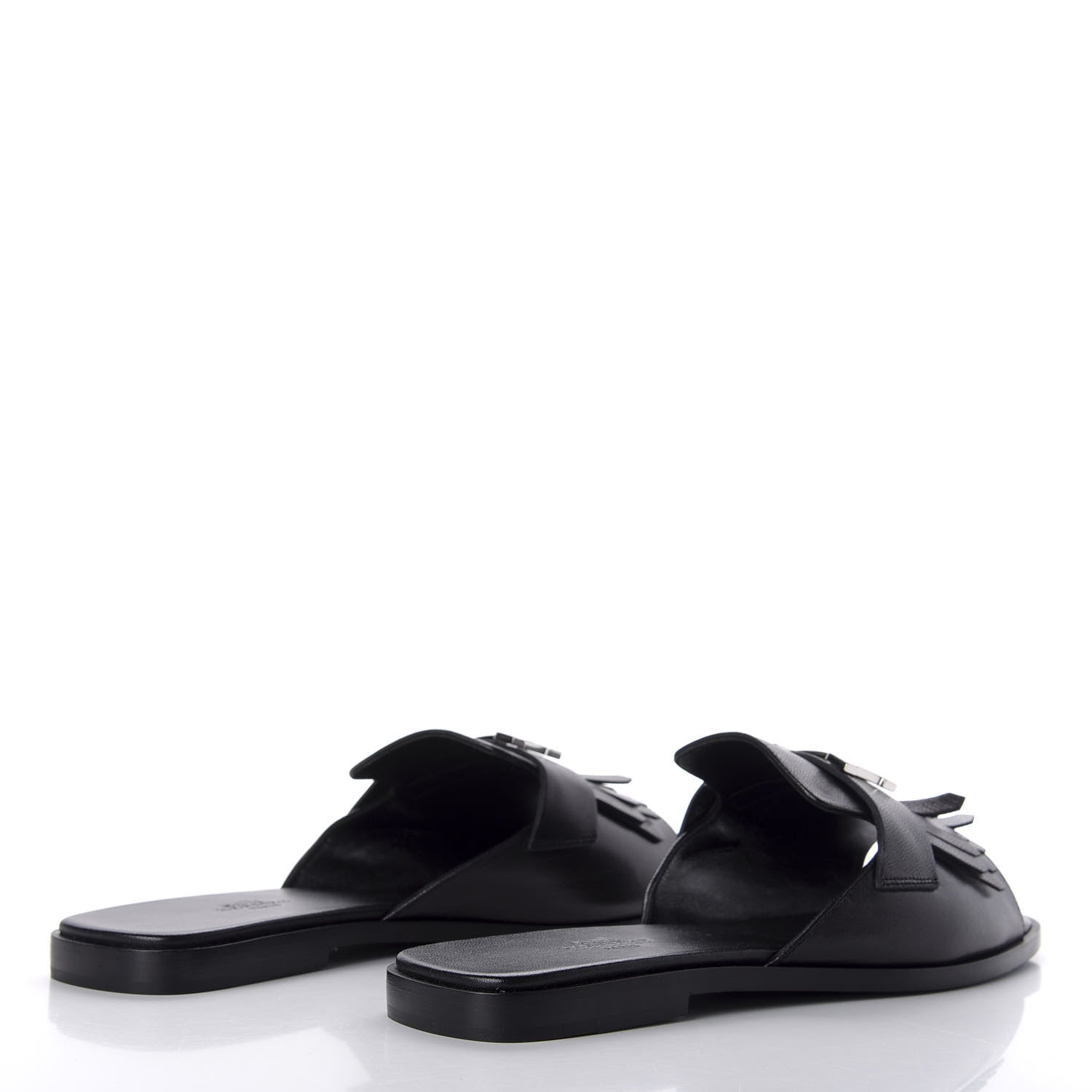Hermes Goatskin Auteuil Sandals 38.5 Black 4 of 10