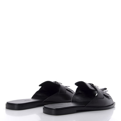 Hermes Goatskin Auteuil Sandals 38.5 Black 4 of 10