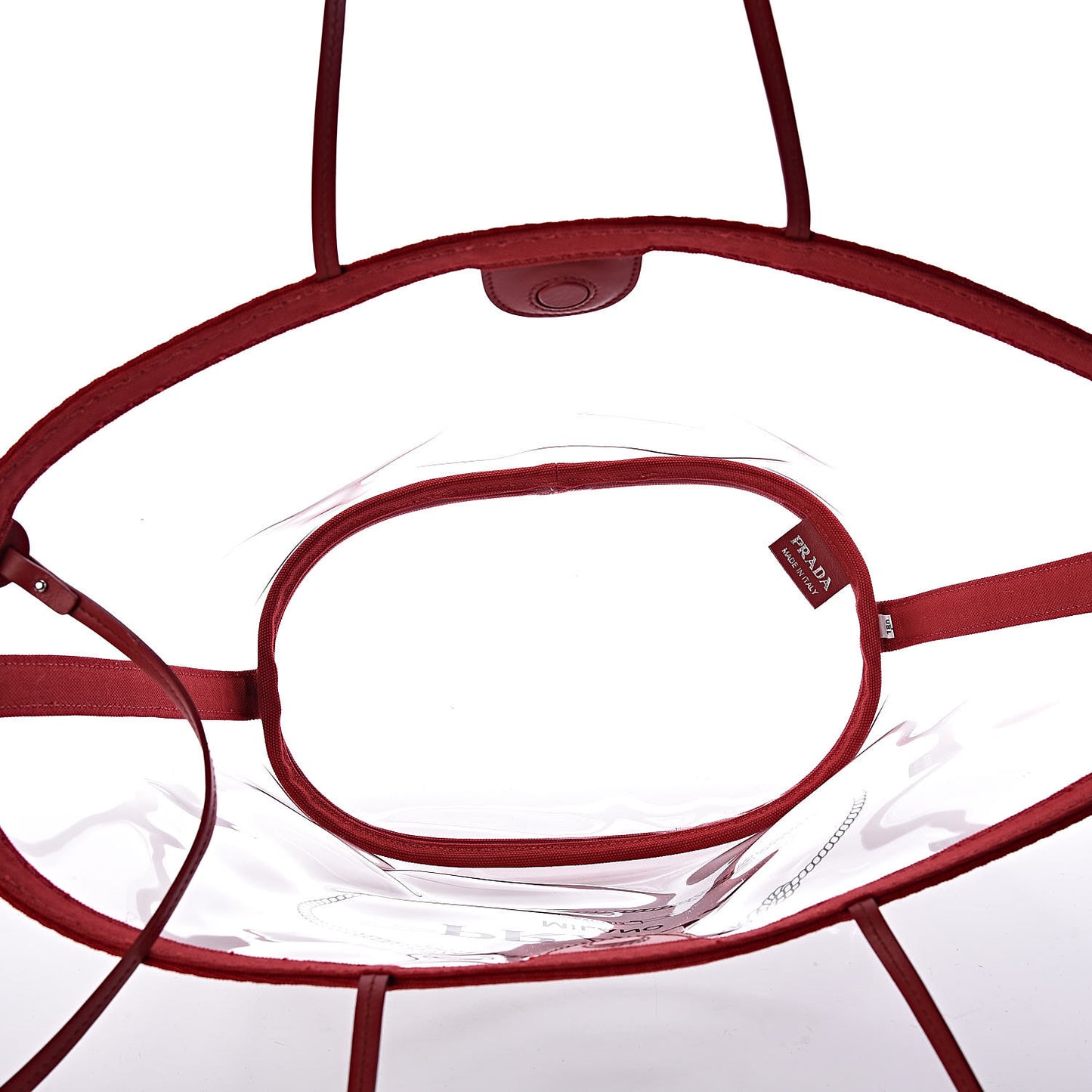Plexiglass Calfskin Small Shopper Tote Rosso