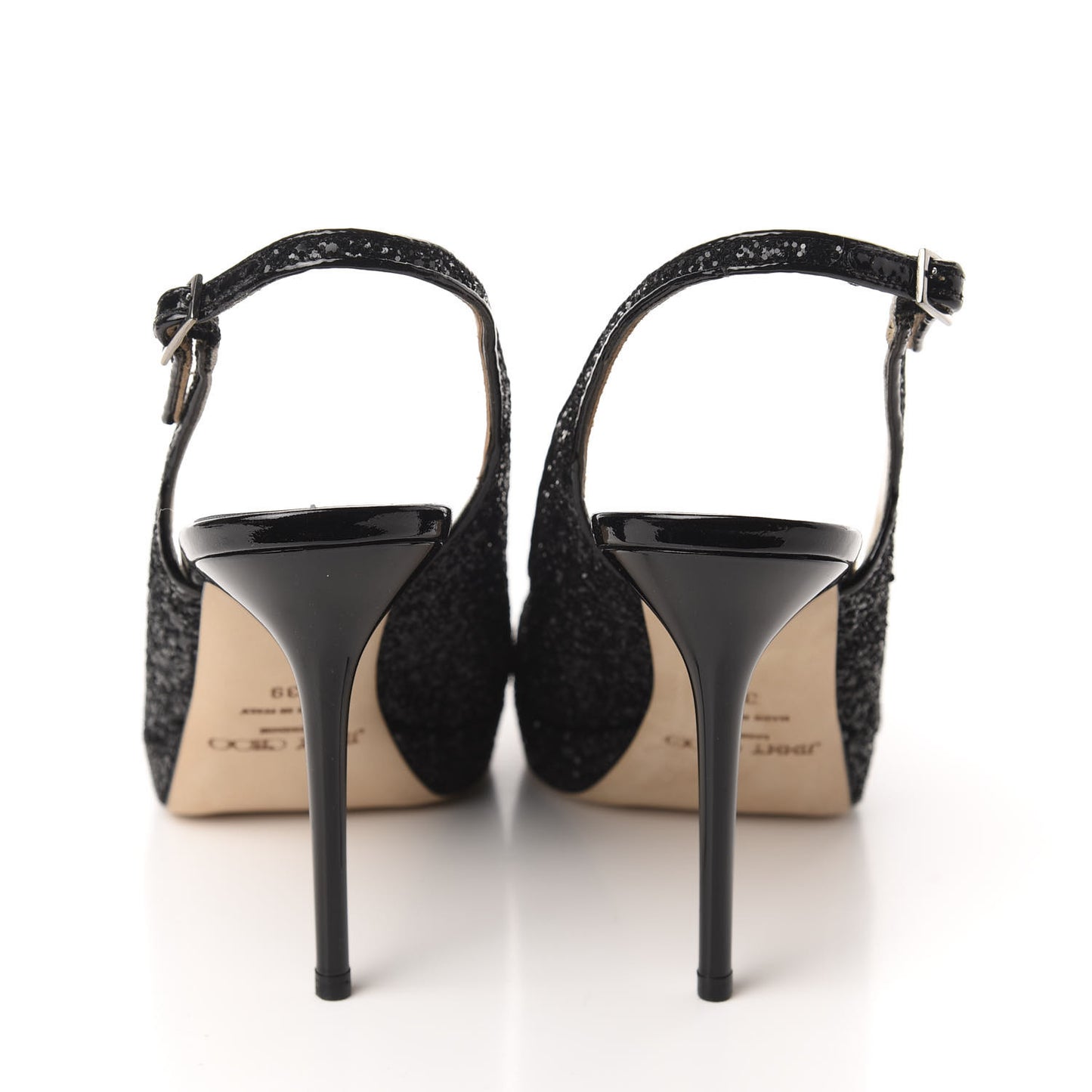 Coarse Glitter Fabric Nova Slingback Pumps 39 Black