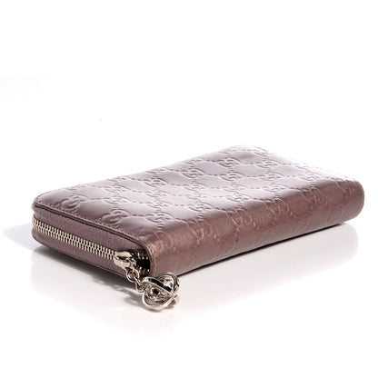 Gucci Metallic Guccissima Large Twins Zip Around Wallet Mauve 4 of 7
