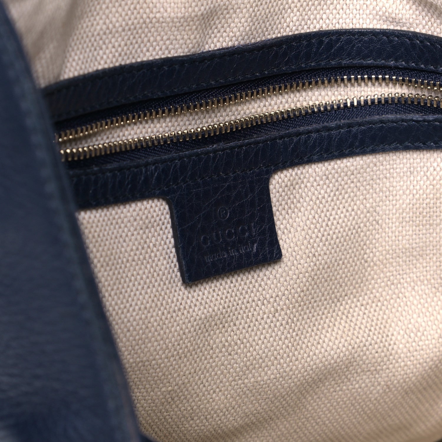 Gucci Pebbled Calfskin Medium Soho Shoulder Bag Blue 5 of 5