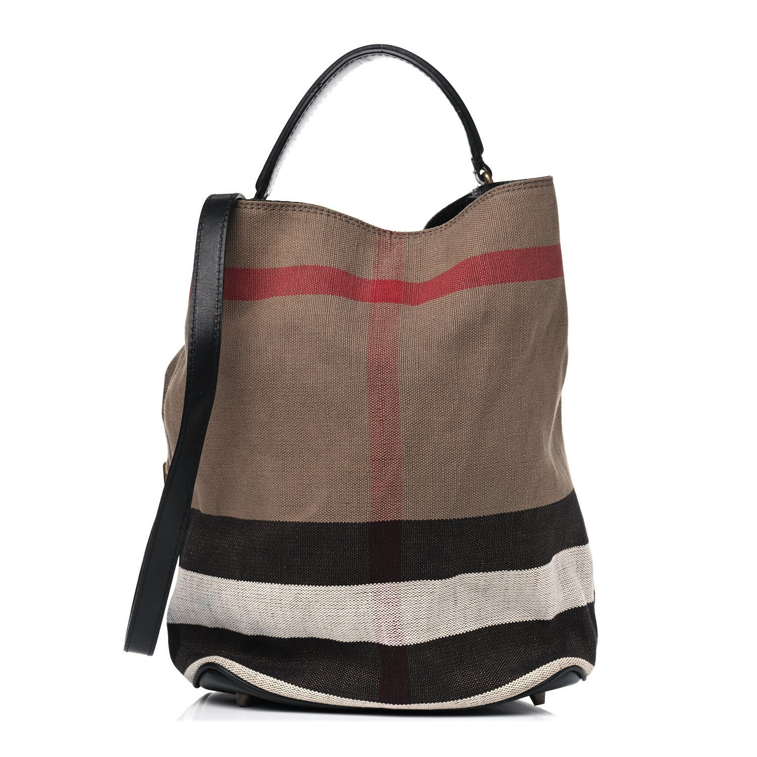 Burberry Canvas Mega Check Medium Ashby Hobo Black 1 of 13