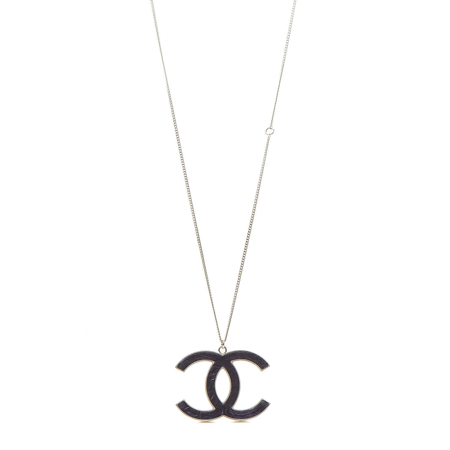 Large CC Pendant Necklace Purple Gold