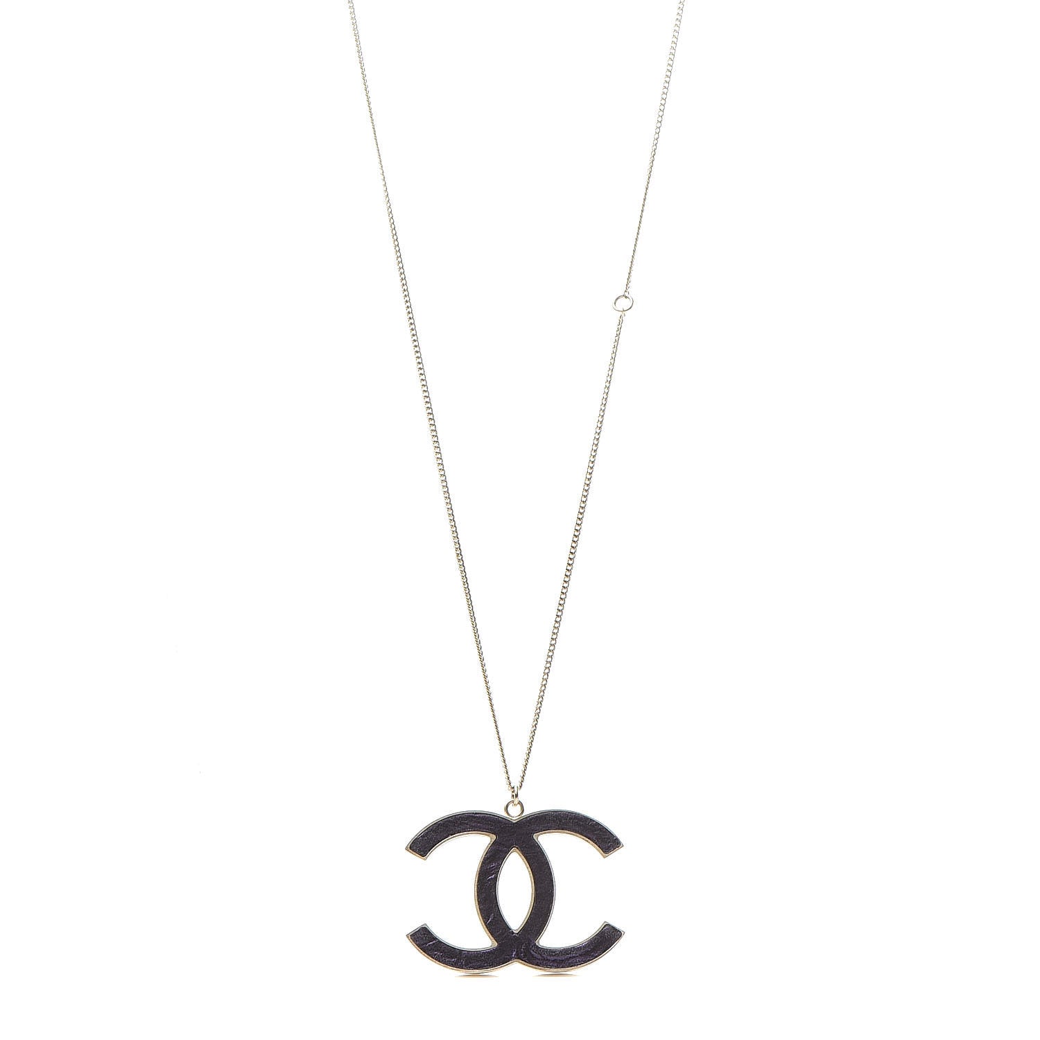Chanel Large CC Pendant Necklace Purple Gold 1 of 6