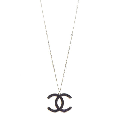 Chanel Large CC Pendant Necklace Purple Gold 1 of 6