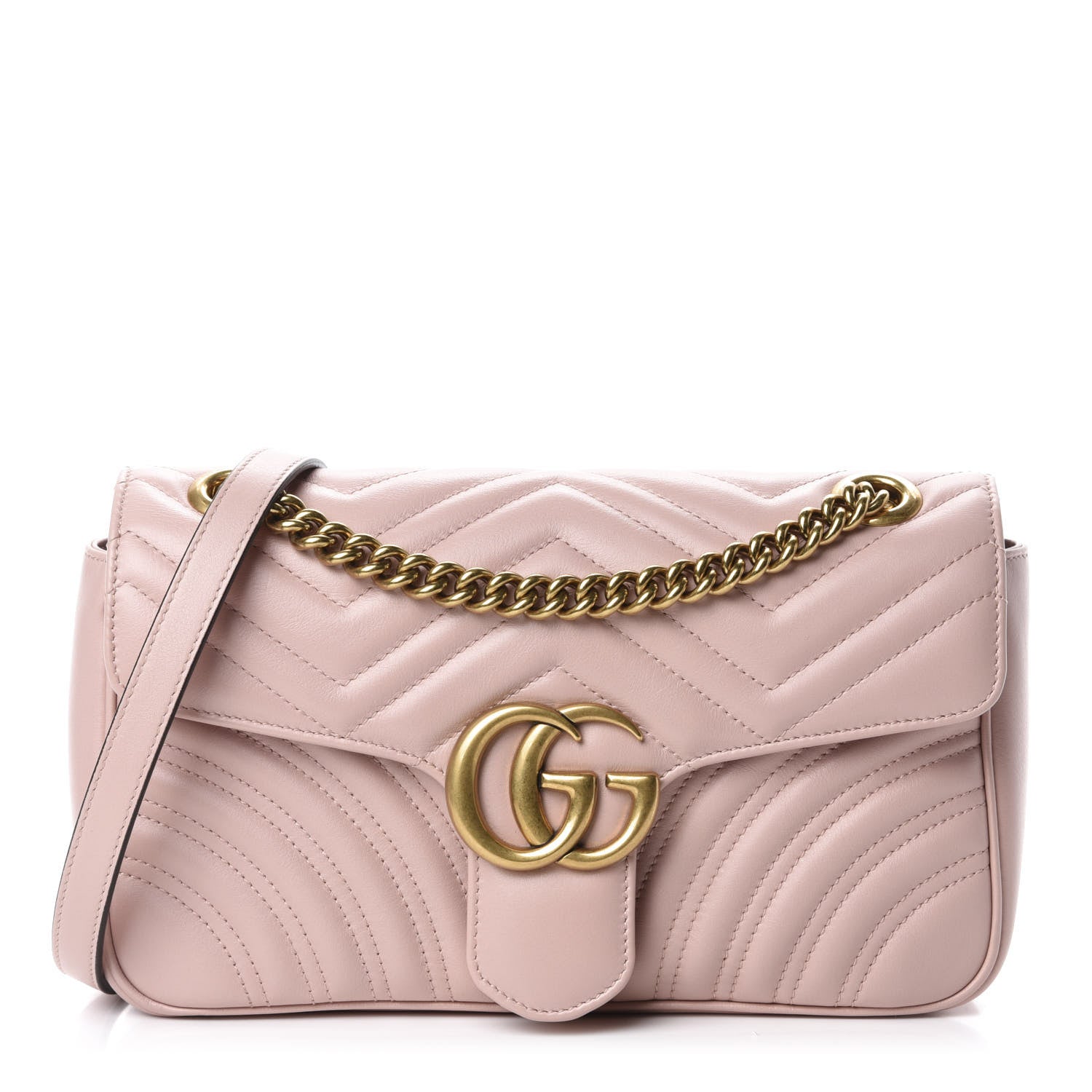 Gucci Calfskin Matelasse Small GG Marmont Shoulder Bag Perfect Pink 1 of 10