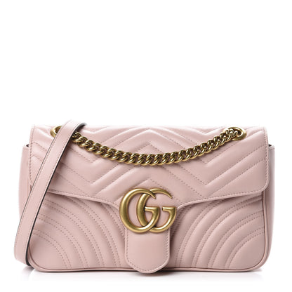 Gucci Calfskin Matelasse Small GG Marmont Shoulder Bag Perfect Pink 1 of 10