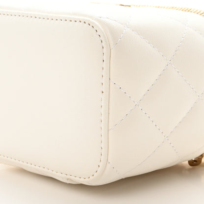 Chanel Lambskin Quilted Mini Camellia Bow Vanity Case With Chain White 10 of 10