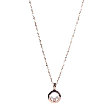 Chopard 18K Rose Gold Happy Diamonds Round Pendant Necklace 1 of 8