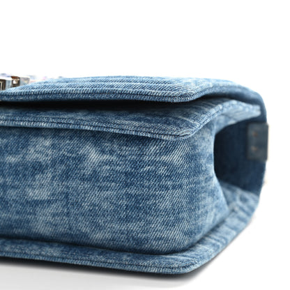 Chanel Cotton Tweed Denim Medium Boy Flap Light Green Light Blue 19 of 19