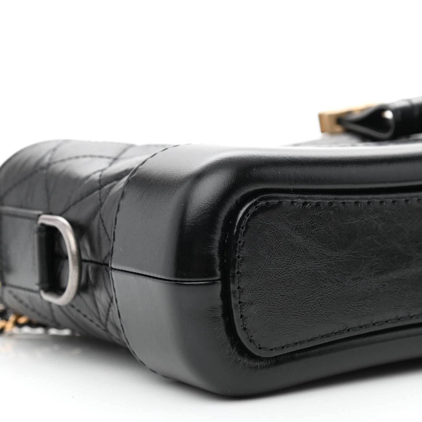 Aged Calfskin Quilted Small Gabrielle Logo Hobo Black